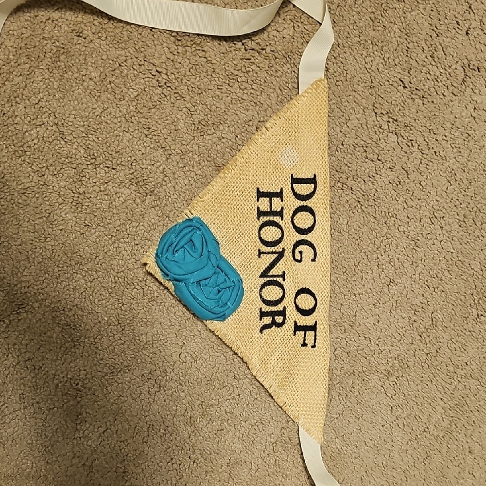 Dog of Honor Burlap Bandana with Teal Accents For Wedding